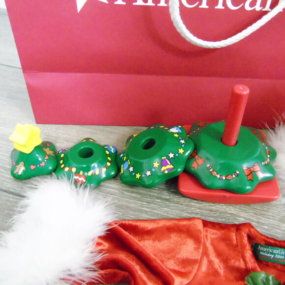 American Girl Bitty Baby SANTA'S HELPER Christmas Outfit Stacking Tree AG Bag + - Picture 5 of 10